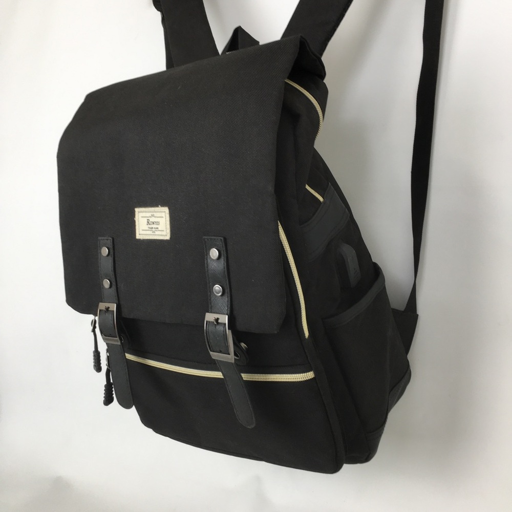 ⚜️Black Canvas Flap Backpack for Women - Picture 9 of 15